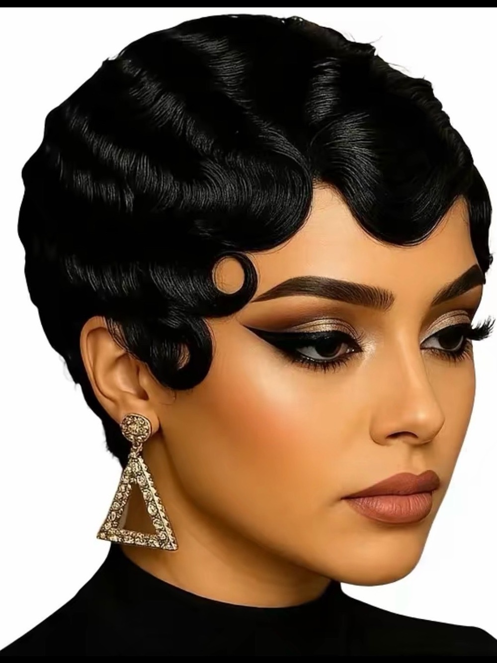 Stance Black Finger Wave Short Wig